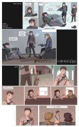 2025 2girls abigail_anderson bandage blonde_hair blood braided_hair braided_ponytail brown_hair drugs ellie_(the_last_of_us) ellie_williams enemies female/female gameplay_mechanics gun implied_oral jamesab lesbian_focus lev_(the_last_of_us) muscular muscular_female saliva scar self_upload the_last_of_us walked_in_on yuri