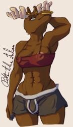 anthro areola areola_slip big_breasts breasts bulge clothing deer ear_piercing elga_(pitta_the_italian) facial_piercing female futanari herm intersex looking_at_viewer mammal moose muscular navel navel_piercing new_world_deer nipple_piercing_outline nose_piercing nose_ring piercing pitta_the_italian ring_piercing septum_piercing septum_ring solo underwear