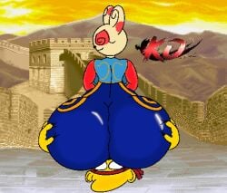 back_view chun-li_(cosplay) facesitting hands_on_ass looking_down psych_(psychda) psychda shiny_ass spinda street_fighter