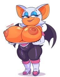2d 2d_(artwork) anthro bat big_breasts breasts female female_only flashing flashing_breasts green_eyes kiskjeez nipples rouge_the_bat sega shortstack silly_face smug smug_face solo solo_female sonic_(series) sonic_the_hedgehog_(series) tagme white_fur wings