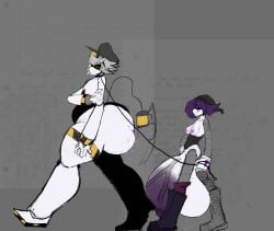 balls ballsack breasts futa_on_male futanari glitch_productions huge_ass huge_balls huge_cock hung_futa leash leash_and_collar leashed_collar murder_drones n_(murder_drones) nipples purple_eyes purple_glans purple_hair purple_nipples questionable_consent u_nkno3ngrounds uzi_(murder_drones) yellow_eyes