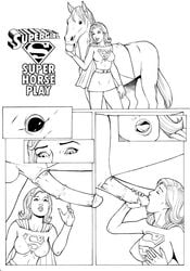 2013 balls bestiality black_and_white comet_(dc) dc dc_comics english_text equine extro fellatio female feral hair horse horse_penis horsecock human interspecies male monochrome oral oral_sex penis sex supergirl text zoophilia