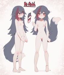 blush blushing_female breasts breasts clean_pussy cute female fully_naked mi_maki miss_makima nipples no_pubic_hair original pussy red_eyes sad small_breasts tail wolf_tail