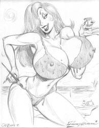 2006 big_breasts bikini disney erect_nipples jessica_rabbit julius_zimmerman nipples paint paintbrush painted_clothes pussy who_framed_roger_rabbit