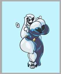 2d 2d_(artwork) alternate_version_at_source big_breasts breasts buddytflower fem_gaster female floating_hands gaster hair high_heels knick_knack long_dress long_hair solo sunglasses sunny_miami tagme white_body white_hair