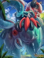 arcanelynx female genitals melting nude public slime solo translucent wet