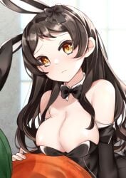 1girls absurd_res absurdres areola_slip areolae areolae_slip big_breasts black_bowtie black_bunny_ears black_bunnygirl_costume black_bunnysuit bowtie breasts brown_eyebrows brown_eyes brown_eyes_female brown_hair brown_hair_female bunny_ears bunnygirl bunnygirl_outfit busty busty_female busty_girl busty_teen cleavage collar collarbone female female_focus female_only fingernails fingers hair_ribbon head_tilt high_resolution highres huge_breasts idolmaster idolmaster_million_live! kitazawa_shiho large_breasts long_hair looking_at_viewer mou_niu nipples plump_breasts ribbon shoulders solo teenage_tits the_idolm@ster the_idolm@ster_million_live! tilted_head upper_body white_collar