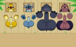 3_toes 4_toes absurd_res alien animal_humanoid anus balls blue_body disney erection experiment_(lilo_and_stitch) feet gantu genitals group hairless hi_res humanoid humanoid_genitalia humanoid_penis jumba_jookiba kweltikwan leaf lilo_and_stitch male marine marine_humanoid nude penis purple_body reggie_rakun reuben_(lilo_and_stitch) smile stitch_(lilo_and_stitch) tail take_your_pick through_wall toes yellow_body