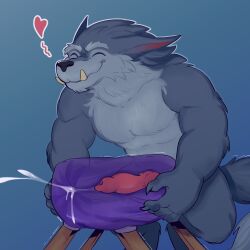 1:1 animal_genitalia anthro blue_body blue_fur bodily_fluids breeding_mount canid canine canine_genitalia canine_penis canis catlord cum ejaculation fangs fur genital_fluids genitals grey_body grey_fur happy hi_res knot league_of_legends looking_pleasured male mammal masturbation muscular muscular_male nude orgasm penetrable_sex_toy penile penile_masturbation riot_games sex_toy simple_background smile solo tail tencent warwick wolf