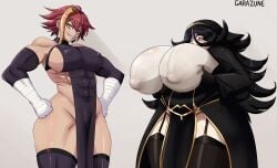 bbw big_breasts chris_ena chubby chubby_female clothing garazune marle_barrock muscle_girl nipple_bulge nun_outfit reincarnation_colosseum