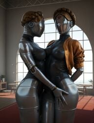 2girls 2robot_girls 2robots ai_assisted ai_generated android atomic_heart left_(atomic_heart) leotard photoshop provocative right_(atomic_heart) robot_girl sensual stable_diffusion synth_canvas tagme the_twins_(atomic_heart)