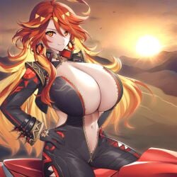 1girls ai_art ai_generated brutoaimage fanart female genshin_impact huge_breasts mavuika_(genshin_impact) solo