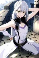 grace_tyler sexy_pose silver_hair small_breasts yellow_eyes yu-gi-oh!_arc-v