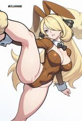 1girls ai_generated cosplay cynthia_(pokemon) female lopunny_(cosplay) nintendo pokemon pokemon_(cosplay) pokemon_dppt solo solo_female tagme ylvanne