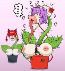 :>= arrashi big_breasts big_lips_no_eyes body_modification brain_drain brainwashing breasts corruption female fuckplant huge_breasts lip_expansion multiple_girls nipples no_eyes plant_girl plant_transformation post_transformation pubic_hair pussy rin_kaenbyou roots satori_komeiji species_transformation suckplant tentacle thick_lips touhou transformation vines