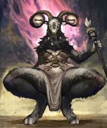 1girls artist_request belly big_breasts black_fur demon demon_girl demon_horns devil devil_girl elden_ring elden_ring_nightreign female female_only fromsoftware fur furry furry_female genderswap_(mtf) goat goat_demon goat_girl goat_horns horns libra_(elden_ring_nightreign) monster multi_eye multiple_eyes rule_63 staff tagme tummy underboob