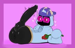 after_orgasm anus ass balls bedroom_eyes blush bodily_fluids brawl_stars clothed clothing cum cum_drip cum_on_head cum_on_headwear dripping erection eyewear flower genital_fluids genitals ghost glasses hat headgear headwear heart_symbol hi_res holding_flower holding_object humanoid humanoid_genitalia humanoid_penis looking_at_viewer male narrowed_eyes not_furry partially_clothed penis plant pochiiwa presenting presenting_penis rose_(flower) seductive shade_(brawl_stars) simple_background solo spirit sunglasses supercell_(company) throbbing throbbing_penis topwear wearing_glasses