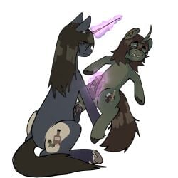 2boys age_difference blue_eyes blush boy brown_hair cub curved_horn cutie_mark dizzy dripping_precum drooling family gay glasses green_fur hard_on hooves horse horse_penis horsecock incest laying_on_back legs_apart long_hair long_horn long_tail looking_at_penis magic male male/male male_cub male_only mlp_oc my_little_pony nephew oc older_dom_younger_sub older_male pony purple_fur relatives size_difference smile sweat sweatdrop uncle uncle_and_nephew unicorn younger_male