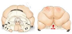 1girls ass big_breasts breasts female guilty_gear guilty_gear_xrd huge_ass huge_thighs jack-o'_valentine multiple_views on_knees overweight overweight_female plump slap_mark spanking thapadmeister thick_thighs thighs