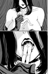 1boy 1girls absurd_res comic female_pred giantess man_eating_witch_(shoulderenjoyer) oral_vore shoulderenjoyer tagme vore