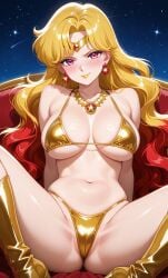 1girls 2025 ai_generated background belly big_breasts bikini bishoujo_senshi_sailor_moon blush breasts female sailor_galaxia spread_legs tummy