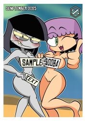 covering ellie_(eddy_nat) embarrassed enf goth_(eddy_nat) nude panty_&_stocking_with_garterbelt reference senftember senftember_(2025) zarnacius