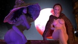 2girls ass_focus bloodborne elden_ring lady_maria_of_the_astral_clocktower moonlight ranni_the_witch