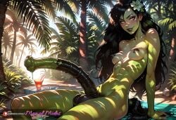 ai_generated areola balls ballsack black_areola black_hair black_nipples black_penis blush blush dickgirl dickgirl_only disney disney_channel earrings erect_penis erection flared_penis futa_only futanari gigantic_penis green_body green_eyes green_penis green_skin horse horse_penis horsecock horsecock_futa horsecock_on_humanoid kim_possible large_penis makeup manofmidas navel shego sleeves small_breasts solo solo_futa underboob