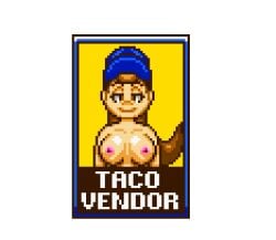 breasts brown_hair cap character_name happy mario_(series) nintendo nipples pixel_art super_mario_bros. taco_vendor taco_vendor_(super_show) the_super_mario_bros._super_show!