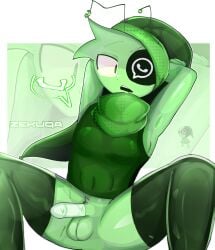 1_eye 1boy 2025 antennae antennae_(anatomy) anthro arms_up astro_(dandy's_world) balls cock cock_sock dandy's_world dark_green_eyes dick fur green_body green_eyes green_skin half_naked hat hi_res itz_zekex legs legs_up male male_only meme moon naked naked_male non-human one_eye_closed penis scarf socks solo_focus solo_male tagme whatsapp whatsastro whatstro zekuqa