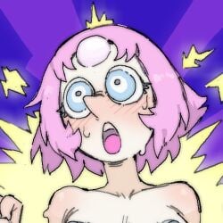 1girls ahe_gao amlogamer areola_slip big_breasts blue_eyes blue_nipples blush clavicle female nude nude_female pantsu_ripper pearl_(steven_universe) pink_hair steven_universe steven_universe:_the_movie white_skin