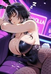 1girls after_sex after_vaginal ai_generated ass big_breasts black_hair breasts bunny_ears bunnysuit cum cum_in_pussy cum_inside female female_focus hips hololive huge_ass huge_breasts large_breasts looking_at_viewer looking_pleasured shiori_novella thick_thighs thighs two_tone_hair vaginal_penetration virtual_youtuber white_hair wide_hips yellow_eyes