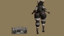 american_mythology big_ass big_breasts boombox dancing fur grey_body indigenous_north_american_mythology masha_(vanilla1145) mythology north_american_mythology skull skull_head solo_female tagme tattoo tattoo_on_legs tattooed_arm thick_thighs vanilla1145 video wendigo
