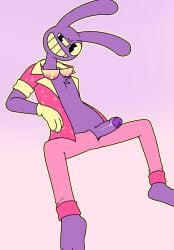 aaron_amethyst absurd_res anthro barefoot bottomwear clothed clothing eyewear feet foreskin genitals glitch_productions gloves handwear hi_res jax_(tadc) lagomorph leporid male mammal open_bottomwear open_clothing open_pants open_shirt open_topwear outline pants partially_retracted_foreskin penis pink_bottomwear pink_clothing pink_pants pink_shirt pink_topwear rabbit shirt smile smiling_at_viewer solo sunglasses the_amazing_digital_circus topwear yellow_outline