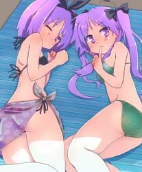 2girls artist_request kagami_hiiragi swimsuit tagme tsukasa_hiiragi