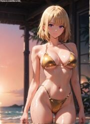 1girls 2d ai_generated ass ass_grab athletic athletic_female bare_shoulders beach belly big_breasts bikini bikini_bottom bikini_top blonde_female blonde_hair blonde_hair_female breasts cha_hae_in chest curvy curvy_figure cute cute_face detailed eyelashes eyeshadow female female_only fit fit_female focus high_quality in_water large_breasts legs light-skinned_female light_skin lips lipstick looking_at_viewer makeup mascara medium_breasts midriff navel nero100 ocean outdoors outside pale-skinned_female pale_skin perky_breasts posing purple_eyes sea seaside seductive seductive_look solo_leveling stable_diffusion tagme thighs thin_thighs thin_waist