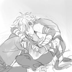 2boys gay hatake_kakashi mole mole_under_eye monochrome multiple_boys naruto_(series) naruto_shippuuden nipples open_mouth pectoral_grab pectorals short_hair sucking_male_nipple uchiha_obito vosovic yaoi