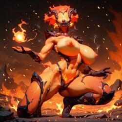 ai_generated bethesda breasts c.c.leah fire_elemental fire_hair fireball flame_atronach huge_breasts monster monster_girl oblivion orange_skin outdoors solo the_elder_scrolls the_elder_scrolls_iv:_oblivion