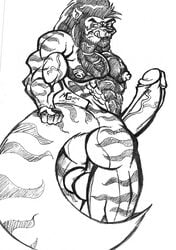 1boy 2013 abs anal anthro anus ass astro balls barefoot biceps big_muscles big_penis black_fur blush body_markings bulge canine chest claws erect_nipples erection facial_piercing feline flexing fur furry heart hindpaw huge_nipples hybrid king licking liger lion looking_at_viewer looking_back male male_only markings marxeen monochrome musclegod124 muscles nipples nose_piercing nose_ring nude paws pecs penis piercing plain_background pose presenting purring ripped royalty sketch smile solo standing stripes teeth tiger toned tongue tongue_out topless undressing vein white_background