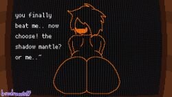 1girls ambiguous_species ass ass_bigger_than_head ass_focus big_ass black_background black_body black_hair cum_in_pussy dat_ass dat_butt deltarune deltarune_chapter_3 female female_focus female_only huge_ass huge_butt large_ass looking_at_viewer looking_back lyricdrawsstuff naked naked_female nude nude_female open_mouth pixel_art pixelated self_upload shadow_mantle short_hair short_stack shortstack sitting solo solo_female solo_focus twitter_link twitter_username wide_hips