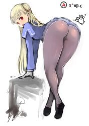 2d ass blonde_hair bubble_butt capcom capcom_fighting_all-stars capcom_fighting_evolution capcom_fighting_jam dress female female_focus female_only ingrid_(capcom) johan_(johan13) long_hair pantyhose red_eyes street_fighter tagme upskirt wide_hips