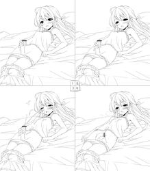 1futa 4koma autofacial bed_sheet blush breasts bulge camisole censored clothed_erection cum cum_drip cum_on_body cumshot ejaculation erect_nipples erection facial flaccid foreskin futa_only futanari hair_ribbon intersex long_hair lying masturbation mofuringu monochrome nipple_bulge on_back panties panty_pull penis penis_out skirt_down small_breasts solo