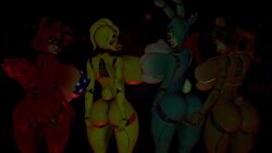 3d 4girls animated animatronic beak bikini bouncing_breasts breast_squeeze breasts_bigger_than_head creepy dancing female_only five_nights_at_freddy's fnaf foxy_(fnaf) frederika_(fnaf) hands_behind_head huge_breasts micro_bikini no_sound shrubperson tagme toy_bonnie_(fnaf) toy_chica_(fnaf) toy_freddy_(fnaf) video virtamate