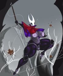 2024 2_horns animal_humanoid arachnid arachnid_humanoid areola arthropod arthropod_humanoid belly big_breasts big_sword black_body black_eyes breasts cloak clothed clothing digital_media_(artwork) featureless_feet feet female fingers genitals hi_res holding_melee_weapon holding_object holding_sword holding_weapon hollow_knight hollow_knight_(franchise) horn hornet_(hollow_knight) huge_thighs humanoid inverted_nipples legwear melee_weapon membrane_(anatomy) nail_(weapon) nipple_piercing nipples on_one_leg piercing purple_nipples red_cloak red_clothing silk simple_background skimpy solo spider standing string sword team_cherry the_demon_women thick_thighs thigh_highs vulva weapon white_head white_neck