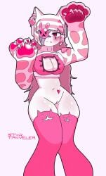 albino alternate_version_available artist_signature belly belly_button blush bottomless bowl_cut cat_ears cat_girl cat_lingerie cat_paws cat_pose cat_tail catgirl cute cute_fang embarrassed embarrassed_female exposed_pussy eye_patch eyelashes eyepatch eyeshadow flustered gloves heart heart_symbol heart_tattoo kemonomimi large_breasts large_hips large_thighs long_ears long_hair long_sleeves navel neko nekomimi no_panties oerba_yun_fang one_eye_covered one_eye_obstructed original_character pale-skinned_female pale_skin pale_skinned_female pink_hair pink_lingerie pink_stockings pink_thighhighs red_eyes sole_female solo solo_female solo_focus startraveler stockings tattoo thick_hips thick_thighs thigh_highs thighhighs thighs thin_waist tummy white_body white_fur white_hair white_skin