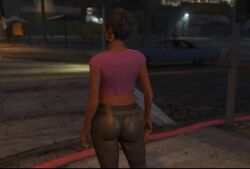2girls 3d 3d_(artwork) ass ass_focus black_thong dark_skinned_female earrings edited_screencap emotionless emotionless_female expressionless femsub game_screenshot grand_theft_auto grand_theft_auto_online grand_theft_auto_v gta_prostitute heavenly_ass indifferent lowres mature_female pantyhose pink_tube_top posing prostitute prostitution rockstar_editor rockstar_games see-through_pantyhose source_request standing thong toomtheraccoon tubetop wide_hips