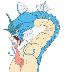 barbs chinese_dragon cloaca dragon eastern erection fangs fins flareponyta forked_tongue game_freak gyarados looking_at_viewer male male_only nintendo open_mouth penis pokemon rage red_eyes scalie slit solo spikes tongue whiskers white_background