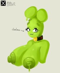 1girls :3 alien alien_girl areola areolae breast_expansion breast_growth breasts breasts_bigger_than_head collar collar_only female female_focus female_only green_body green_nipples green_skin horny horny_female iko_q ini_(iko_q) nipples nude nude_female oc only_female original_character simple_background sweat sweaty_body sweaty_breasts tits_bigger_than_head tits_bouncing tits_focus tits_out twitter twitter_username