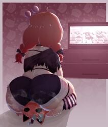 ass ass_focus big_ass huge_ass immy_bisou kyokeer red_hair shorts shortstack vallure vallure_gen_1:indulge