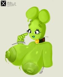 1girls :3 alien alien_girl areola areolae breast_expansion breast_growth breasts breasts_bigger_than_head collar collar_only female female_focus female_only green_body green_nipples green_skin horny horny_female iko_q ini_(iko_q) nipples nude nude_female oc only_female original_character simple_background sweat sweaty_body sweaty_breasts tits_bigger_than_head tits_bouncing tits_focus tits_out twitter twitter_username